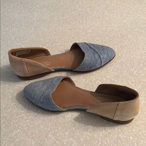 Toms Blue and Tan Flats with d'Orsay Cut